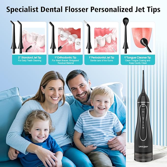 Leominor Water Flosser Pick for Teeth, 300ML Portable Oral Irrigator Upgraded - Image 7