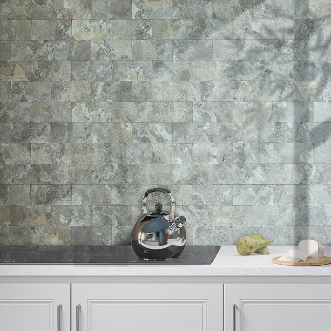 AULIGET 100-Piece Faux Stone Peel and Stick Backsplash Wall Tiles, Laundry Room - Image 4