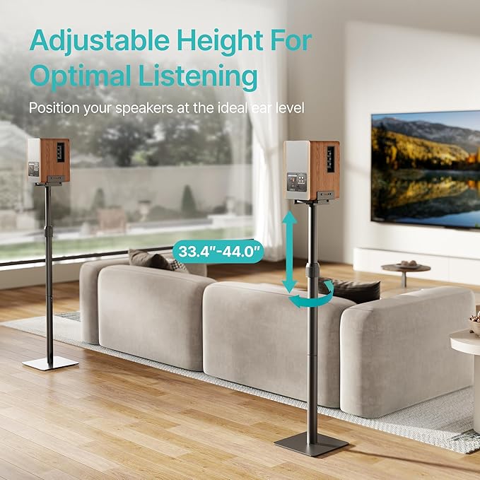 Pegzone Height-Adjustable Speaker Stands Pair, 11LBS Capacity, Height - Image 2
