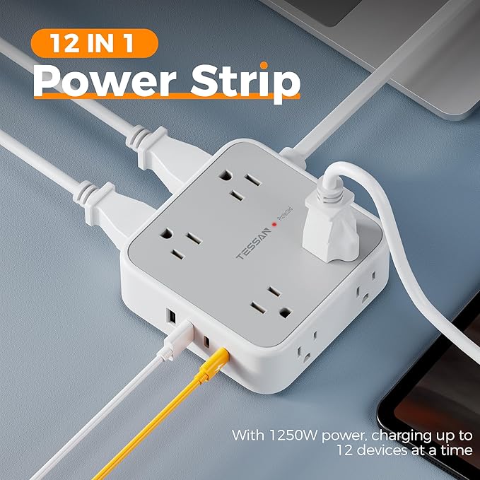 TESSAN Surge Protector Power Strip, 5 FT Extension Cord - Image 3