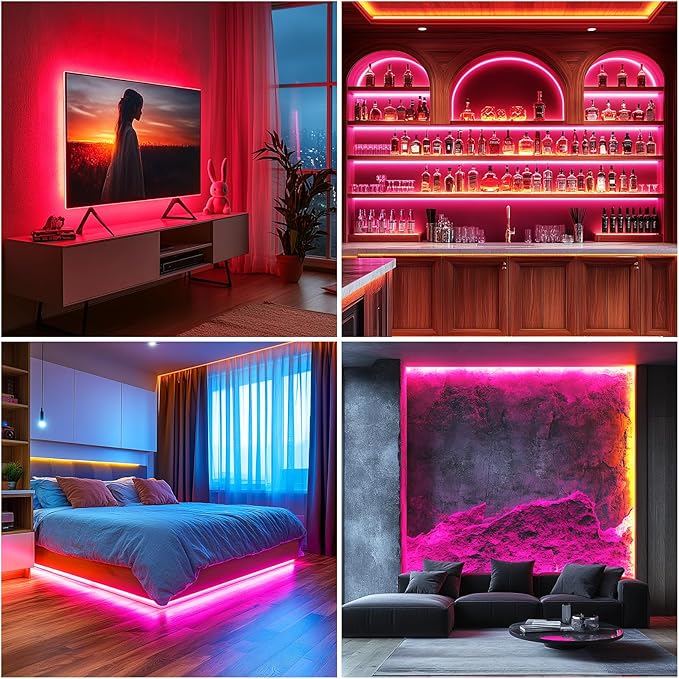 UVTaoYuan Short Led Strip Lights Pink 5V USB LED Lighting COB LED Strip Pink - Image 5