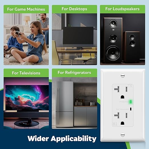 TOPGREENER Decorator Receptacle Outlet w/Surge Protector and Grounding Indicator - Image 8