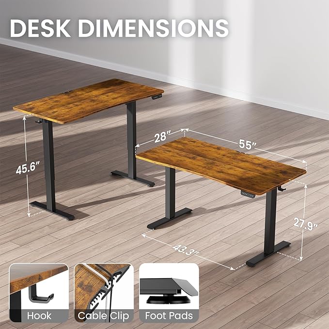Veken 55 x 28 Inch Electric Standing Desk - Image 3