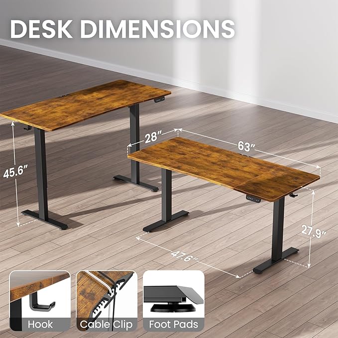 Veken 63 x 28 Inch Electric Standing Desk - Image 3