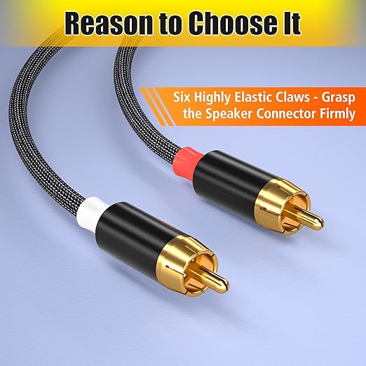 AGVEE 16.5ft RCA Cable, 2 RCA Male Thickened Six Claws Plug Stereo Auxiliary - Image 2