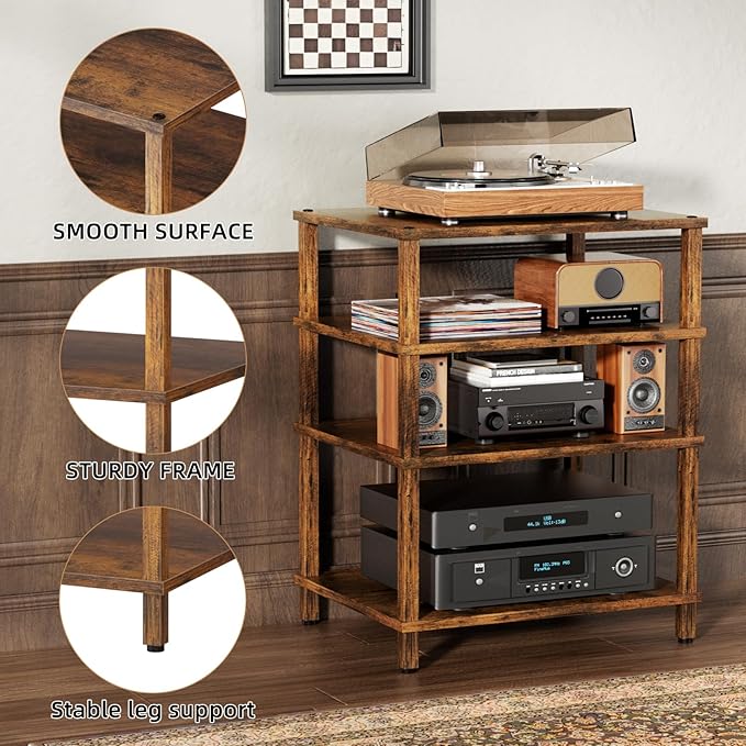 4-Tier AV Media Player Stand, Modern Stereo Cabinet, Wooden TV Stand, Game - Image 6