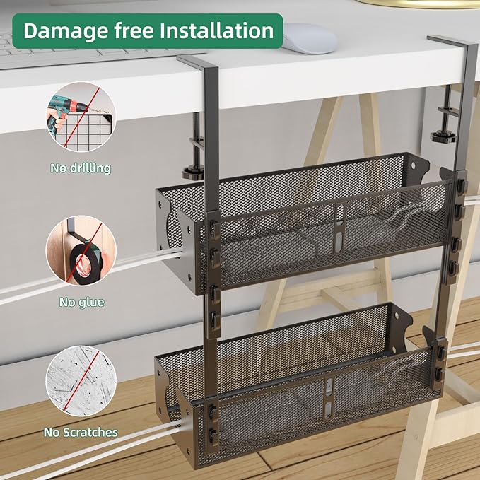 Multi-Model Under Desk Cable Management 2 Pack Metal Under Desk Wire Management - Image 6