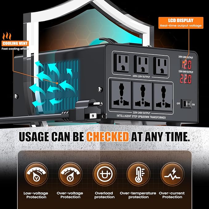 3000W Voltage Converter Transformer Step Up 110V/120V to220V/240V or Step Down - Image 5