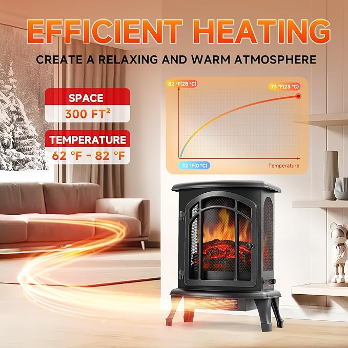 24" Electric Fireplace Heater Stove - Image 3