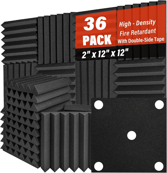 36 Pack Acoustic Foam Panels 2" x 12" x 12" Sound Proof Foam Panles Saiqiang