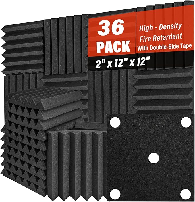 36 Pack Acoustic Foam Panels 2" x 12" x 12" Sound Proof Foam Panles Saiqiang by Saiqiang