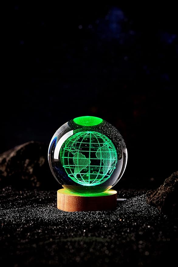 Conalisk 3D Earth Crystal Ball Lamp, 3.15 inch K9 Crystal Ball Night Light - Image 8