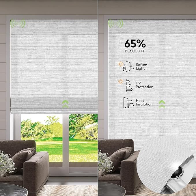 ZSTARR Smart Roman Shades Rechargeable Motorized Blinds - Image 3