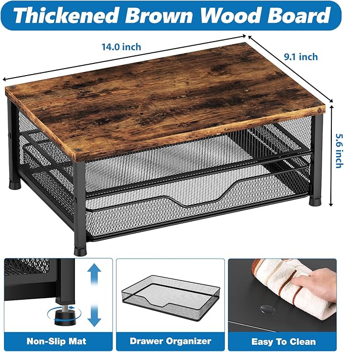 OPNICE Wood Computer Monitor Stand Riser, Desk Organizer - Image 7