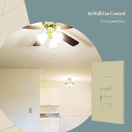 TOPGREENER Kalide Light Switch and 3-Speed Ceiling Fan Control Combo, in Wall - Image 4