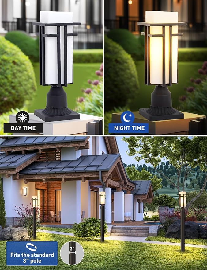 EERU Outdoor Post Lights Waterproof Metal Frame - Image 3
