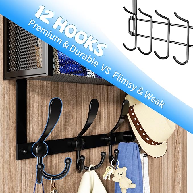 Kaiferty Over The Door Hooks Organizer, Coat Rack Over The Door Storage Hanger - Image 5