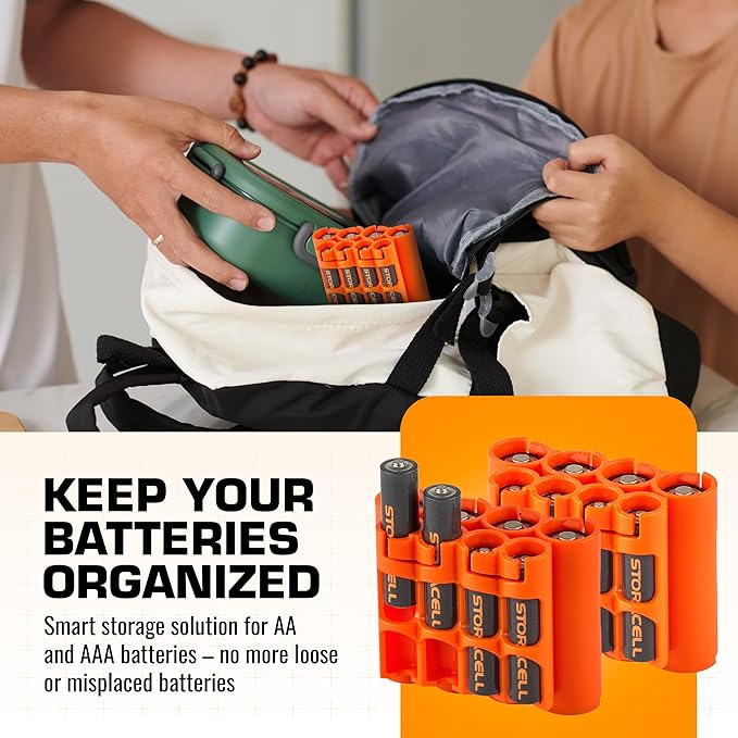 Storacell AA + AAA Combo Battery Storage Caddy and Dispenser, Holds 4 AA + 4 - Image 2