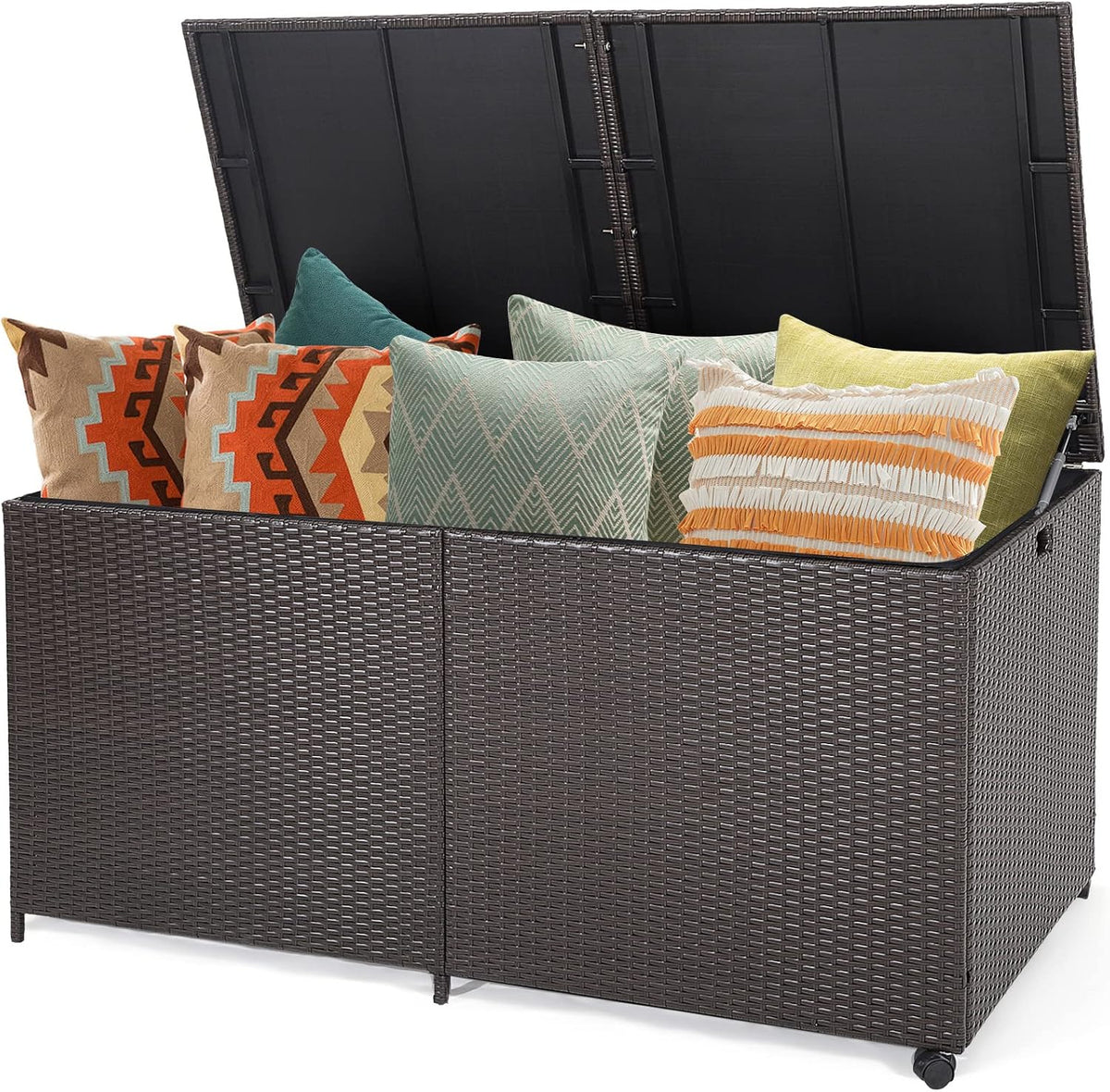 relax4life 175-gallon outdoor storage box, wicker rattan outside, main product view
