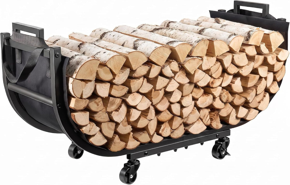 yqbrao 32-inch firewood rack, rolling firewood cart with, main product view