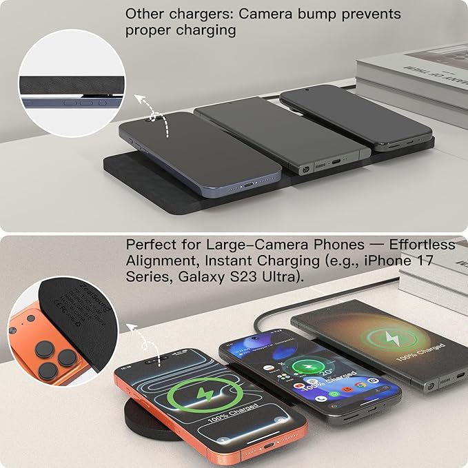 ZealSound Wireless Charging Pad, Triple Wireless Charger Pad Multiple Devices - Image 3