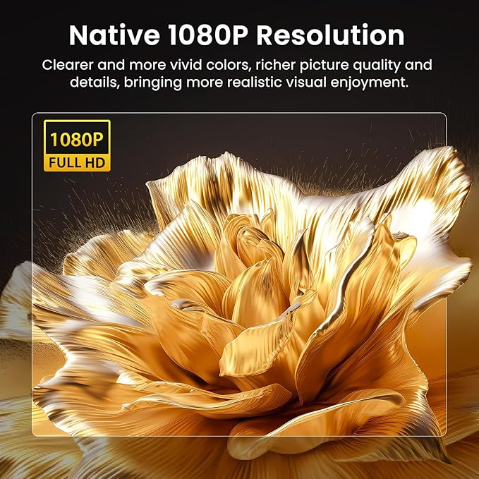 HAPPRUN Native 1080P Bluetooth Mini Projector, Full HD Portable Outdoor Movie - Image 2