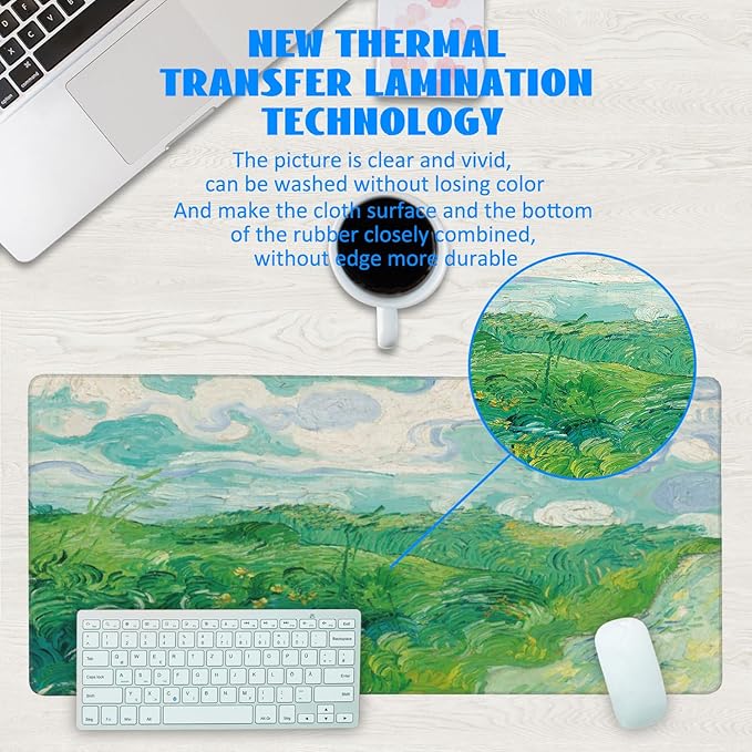 Desk Mat, Field Landscape Oil Painting Extended Gaming Mouse Pad Large - Image 3