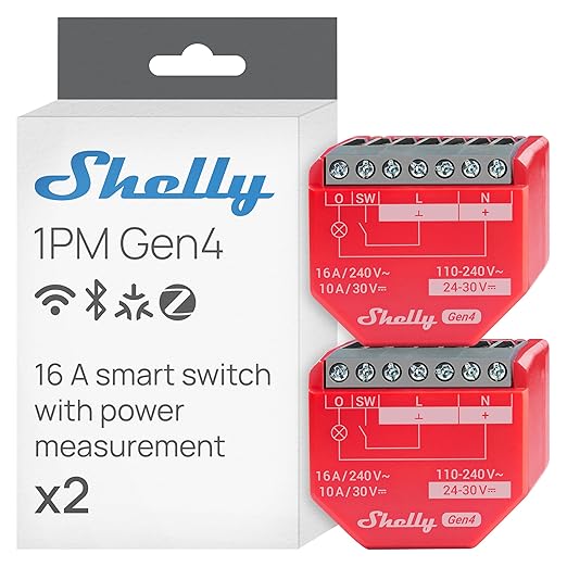 Shelly 1PM Gen4 | Wi-Fi, Matter Smart Relay Switch by Shelly
