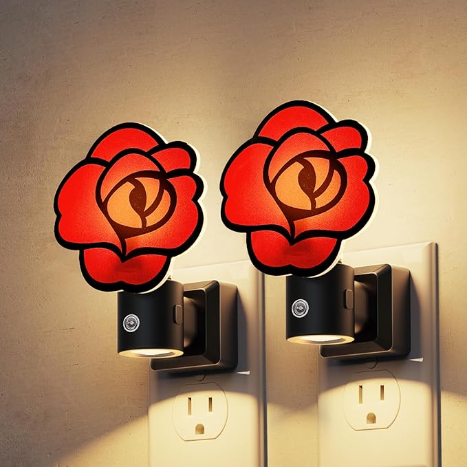 L LOHAS LED Night Lights Plug into Wall, Gothic Rose Night Light by LLOHASLED