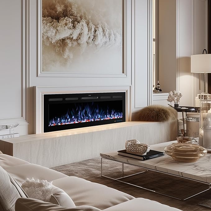 50" WiFi Electric Fireplace Inserts, Recessed and Wall Mounted Fireplace Heater - Image 8