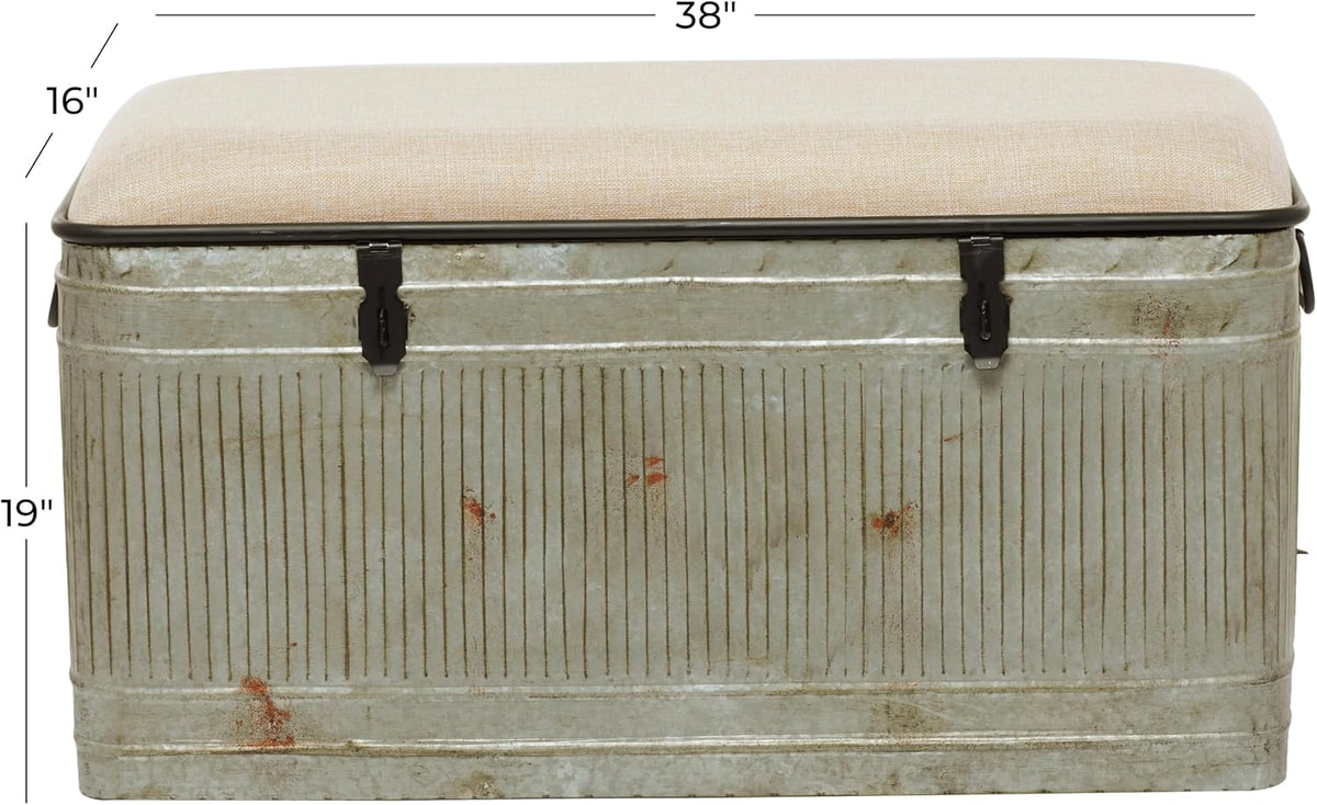 deco 79 metal room storage bench galvanized entryway, package contents