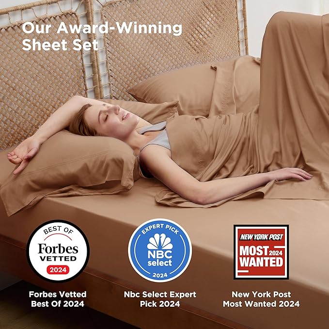 Bedsure Full Size Bed Sheets, Cooling Sheets, Rayon Derived from Bamboo - Image 2