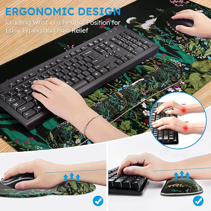 iCasso Large Mouse Pad, Mouse Pad Wrist Support Set, 4in1 XXL Large Mousepad + - Image 3