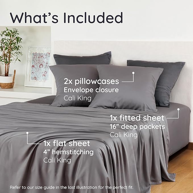 Bambaw 100% Viscose Derived from Bamboo Sheets California King Size Set – 4pcs - Image 2