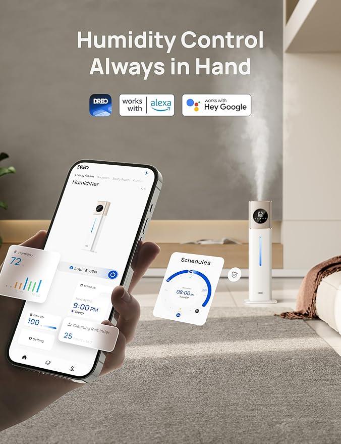 DREO HM735S 11L Smart Humidifier Large Room 700 ft², 100H Cool Mist Air - Image 4