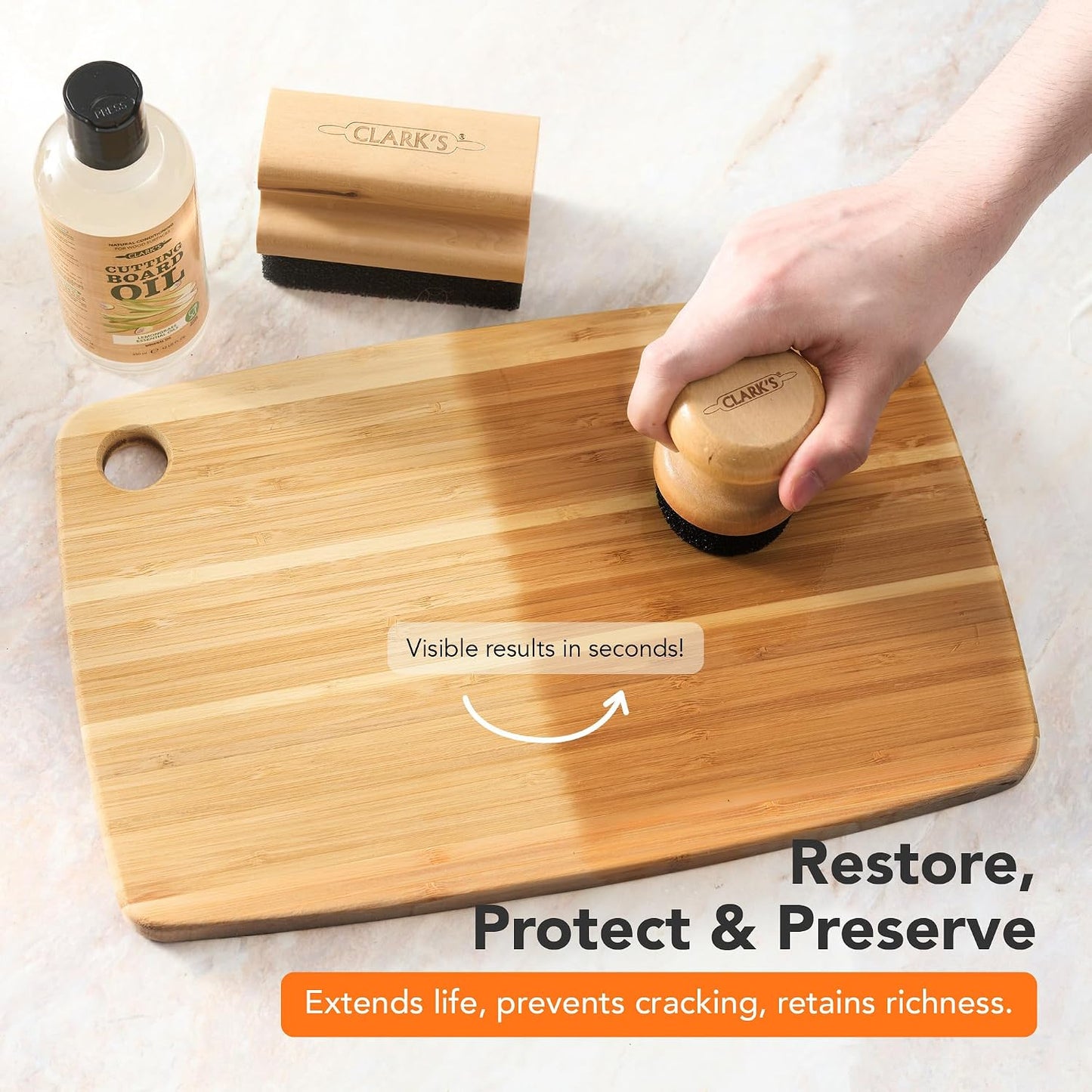 CLARK'S Cutting Board Oil & Wax Kit, Lemongrass Scent - Set of 2 | Includes Food Grade Mineral Oil (12oz), Cutting Board Wax (6oz) for Cutting Boards, Butcher Blocks & Kitchen Wooden Utensils