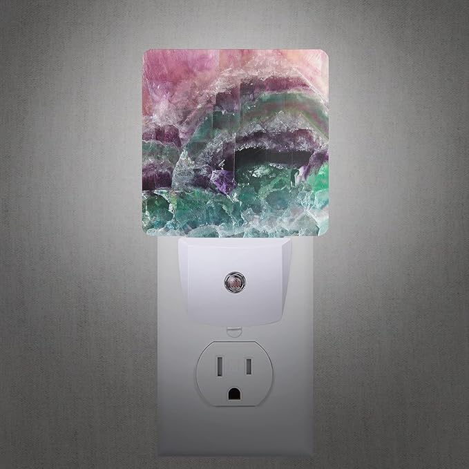 Smoaffly Color Pink Fluorite Crystal Stone Night Light Plug-in LED Nightlights - Image 2