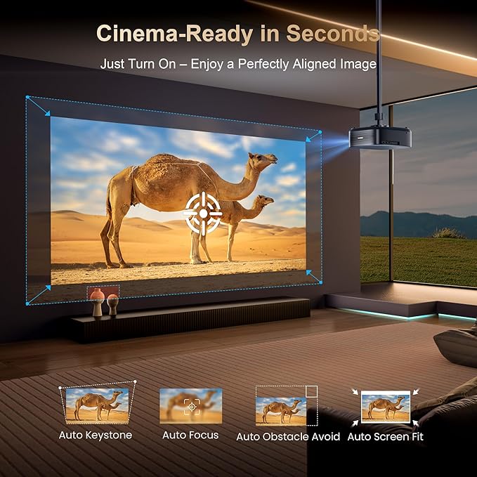 Alvar Smart Projector with WiFi 6 and Bluetooth 5.3, 50W Speakers, NetfIix - Image 5