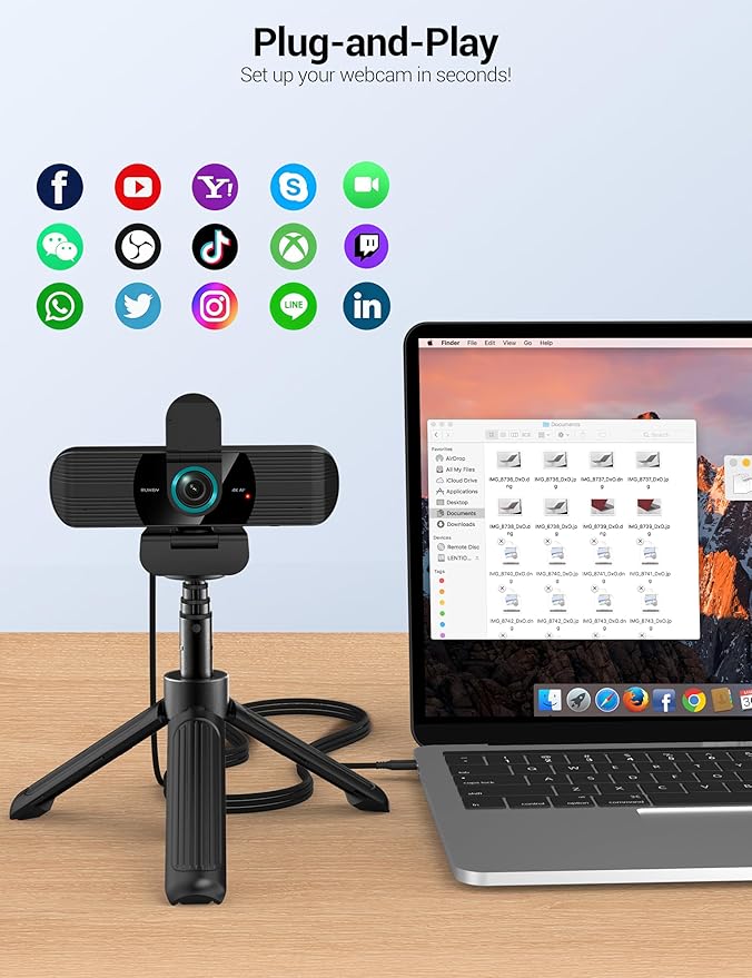 RUWBY UHD 4K Webcam with Built-in Dual Mics, Wide-Angle Lens, Privacy Cover - Image 3