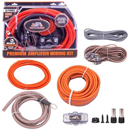 Elite Audio Premium 0 Gauge CCA Amplifier Installation Wiring Amp Kit, 3600 by EliteAudio