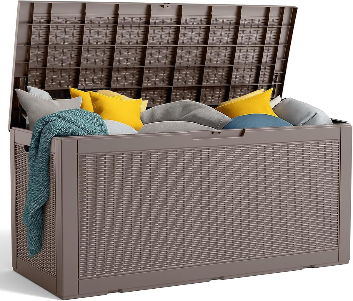 patiozen 120 gallon resin deck box, lockable patio, main product view