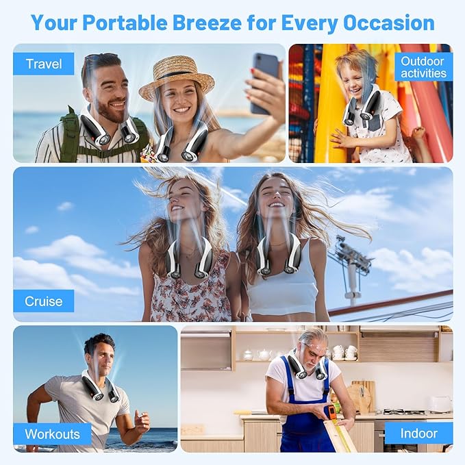 AI Portable Neck Fan with 6 Powerful Speeds, 8000mAh Battery Operated USB-C - Image 7