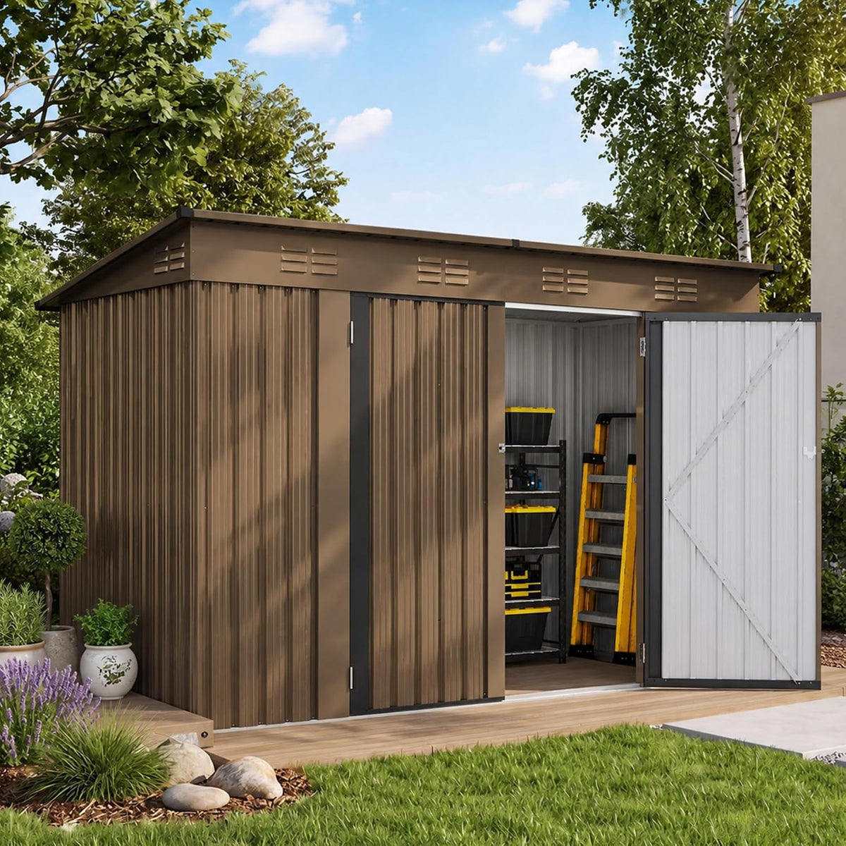 dwvo 9'x 4' outdoor storage shed with lockable, main product view