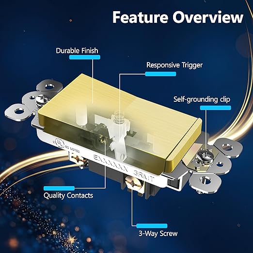 LIDER Brushed Gold Minimalist Decorator Switch - Image 3
