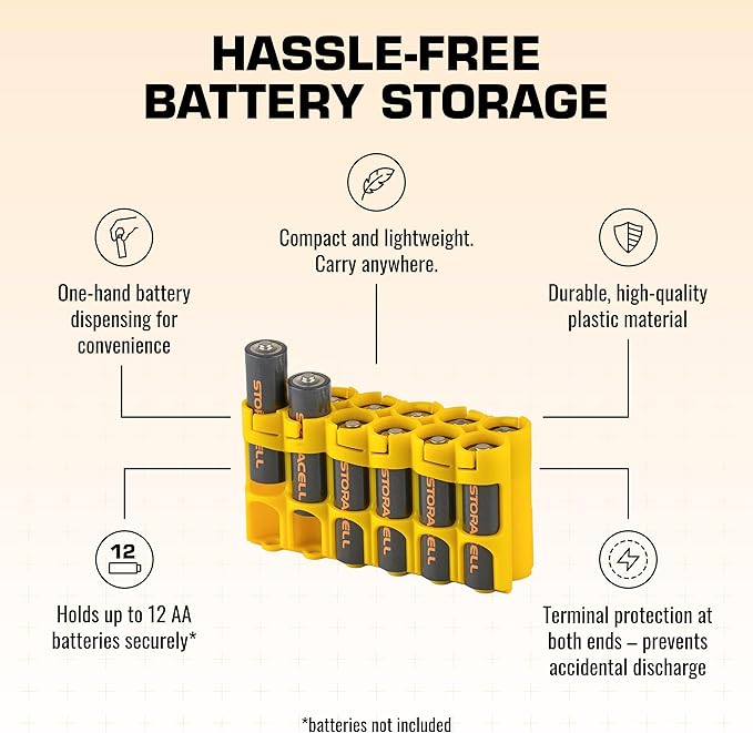 Storacell AA-12 Battery Storage Caddy and Dispenser, Holds 12 AA Batteries - Image 4