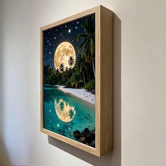 URVIP LED Glowing Photo Frame, 3D Starry-Sky Blue Moon Wall Art, 9x12 Inches - Image 4