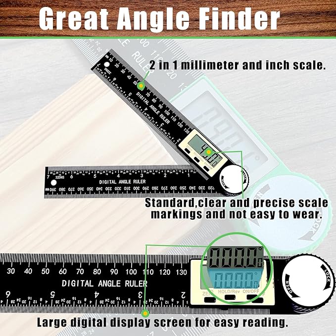PDDYIER Angle Finder Protractor, 2-in-1 Miter Saw Protractor, 7 Inch/200mm ABS - Image 3