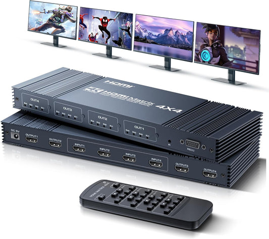 4x4 HDMI Matrix Switch 4K 30Hz, 4 in 4 Out HDMI Switch