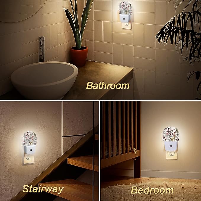 YESPOAK Night Light, Vintage Flower Butterfly Night Lights Plug Into Wall - Image 6