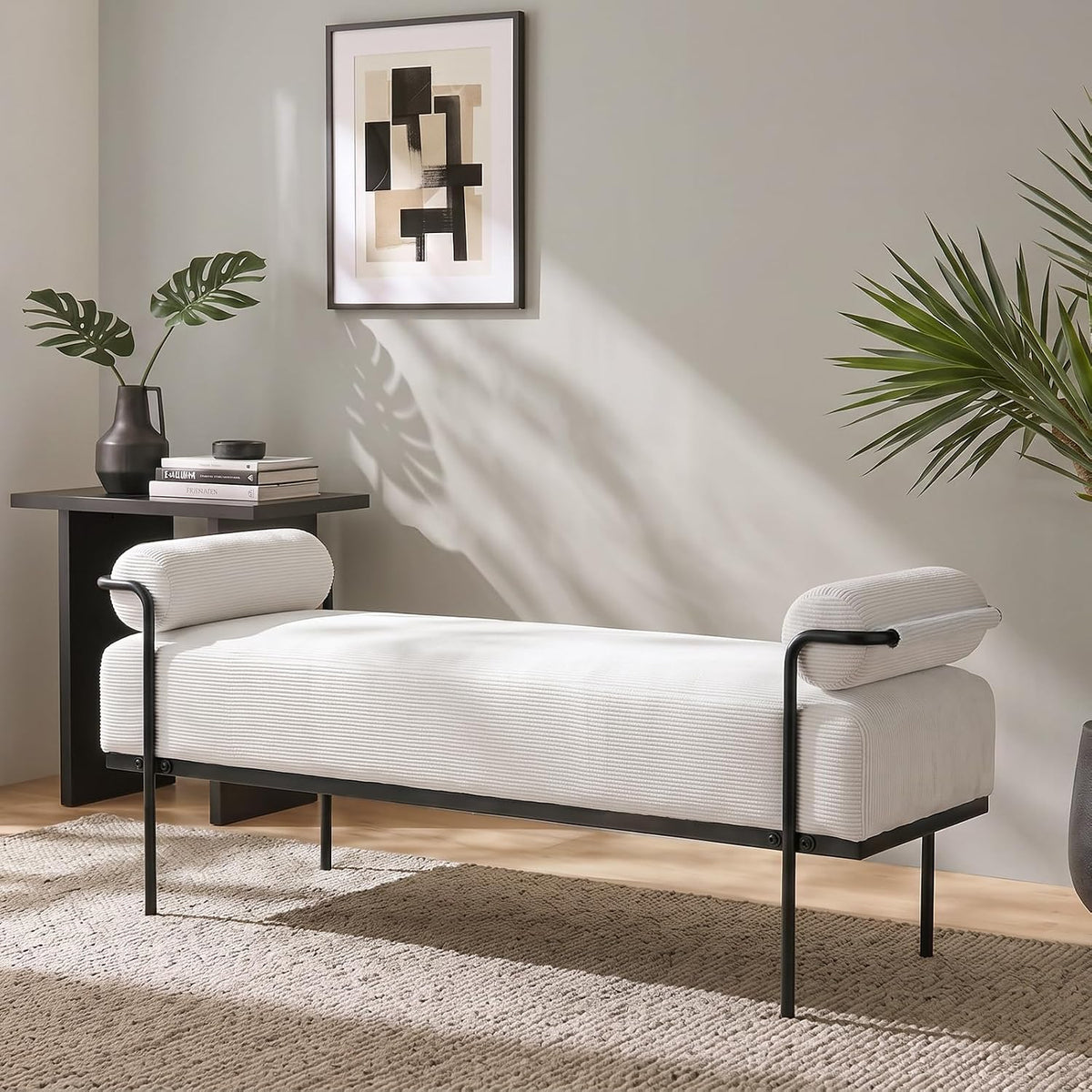 softhion 61.2" end of bed bench, corduroy upholstered, main product view